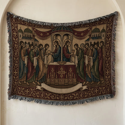MyDesigns Personalized Orthodox Communion Tapestry - Custom Name Date jacquard woven blanket