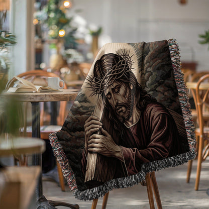 Jesus Christ Religious Throw Blanket Sacrificial Image