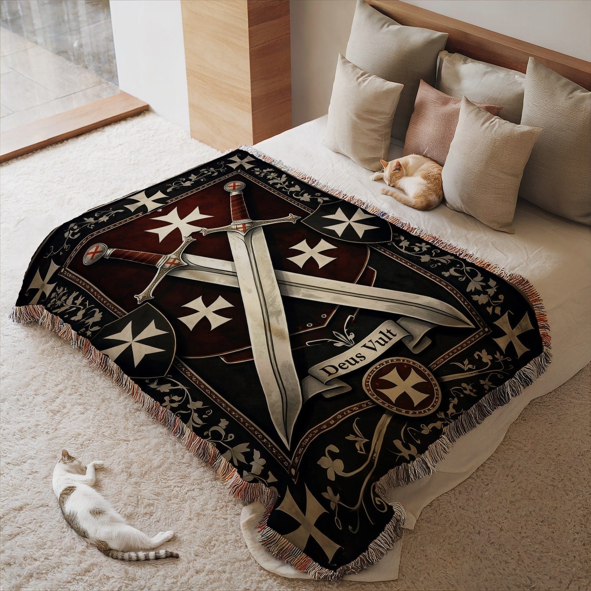Medieval Crusader Knights Sword and Shield Blanket