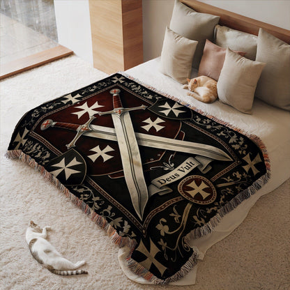 Medieval Crusader Knights Sword and Shield Blanket