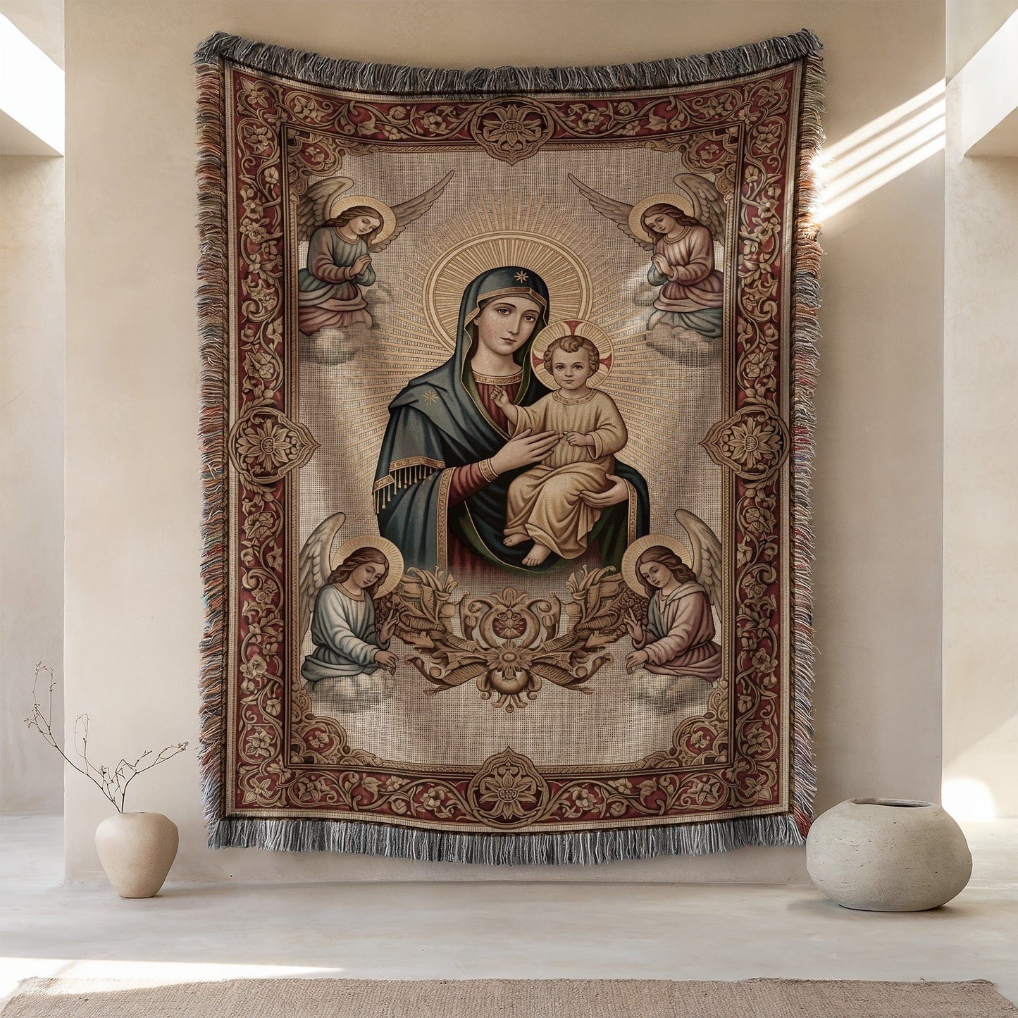 Sacred Madonna and Child Artistic Tapestry Product