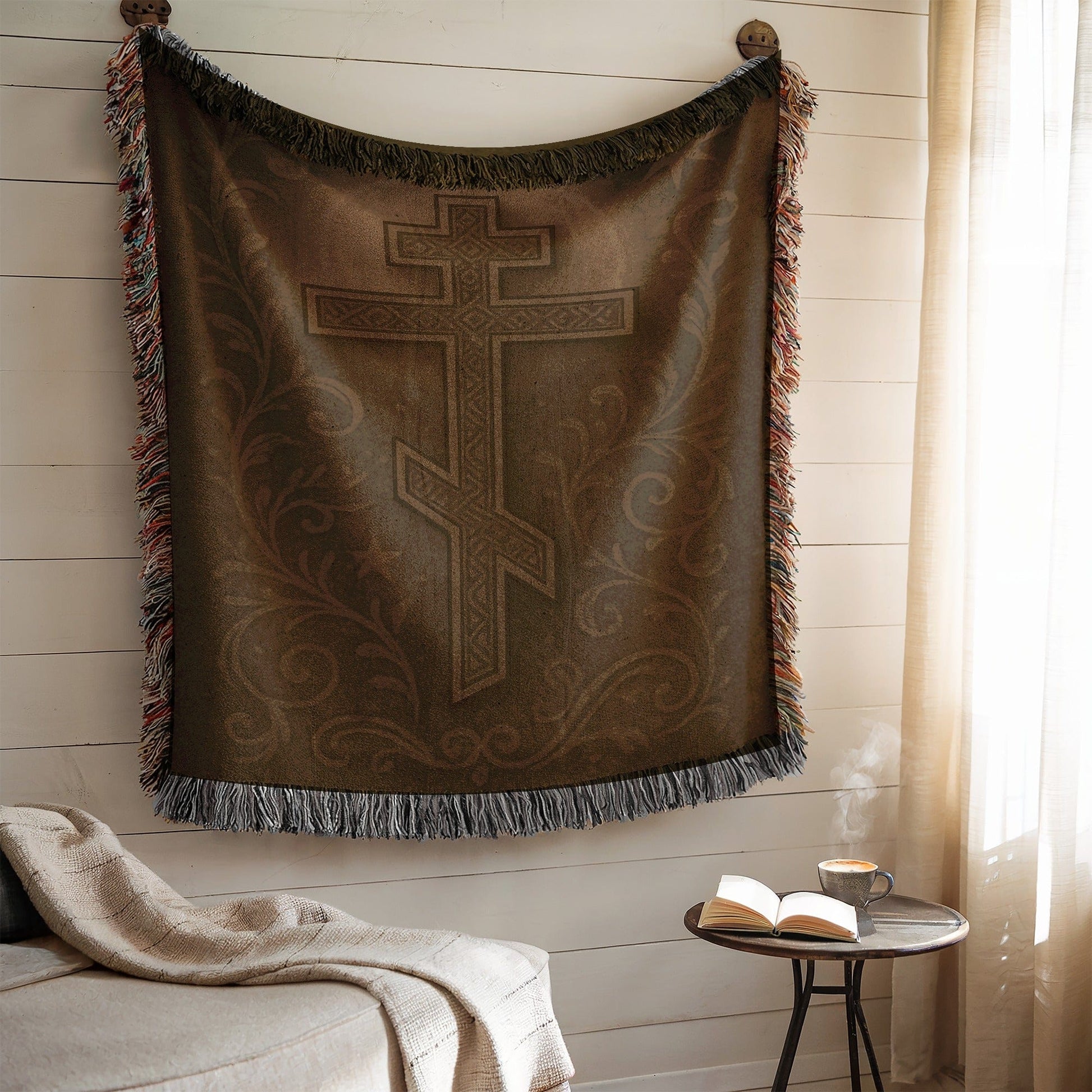 Ornate Christian Cross Design Wall Hanging Decor