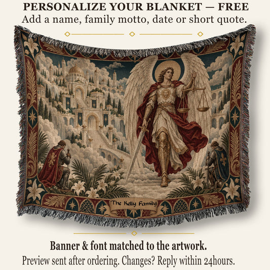 CalmNestStyle Saint Michael the Archangel With Scales jacquard woven blanket