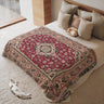 Floral Medallion Accent Rich Pink Patterned Woven Blanket