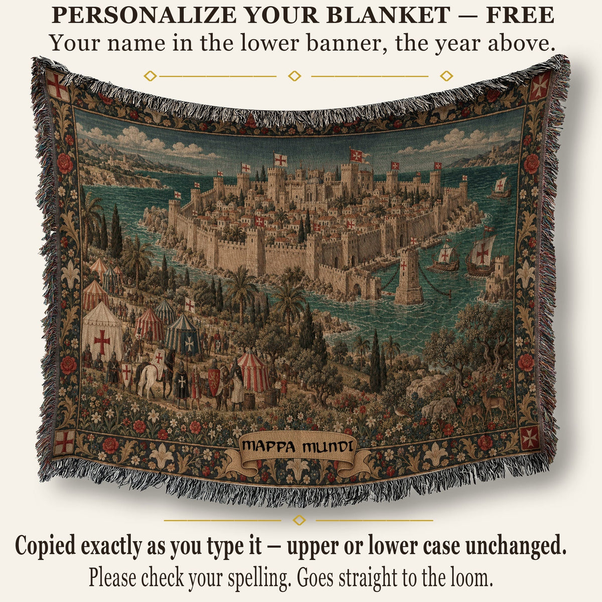 CalmNestStyle Harbor Fortress I Crusader Camp by the Sea jacquard woven blanket