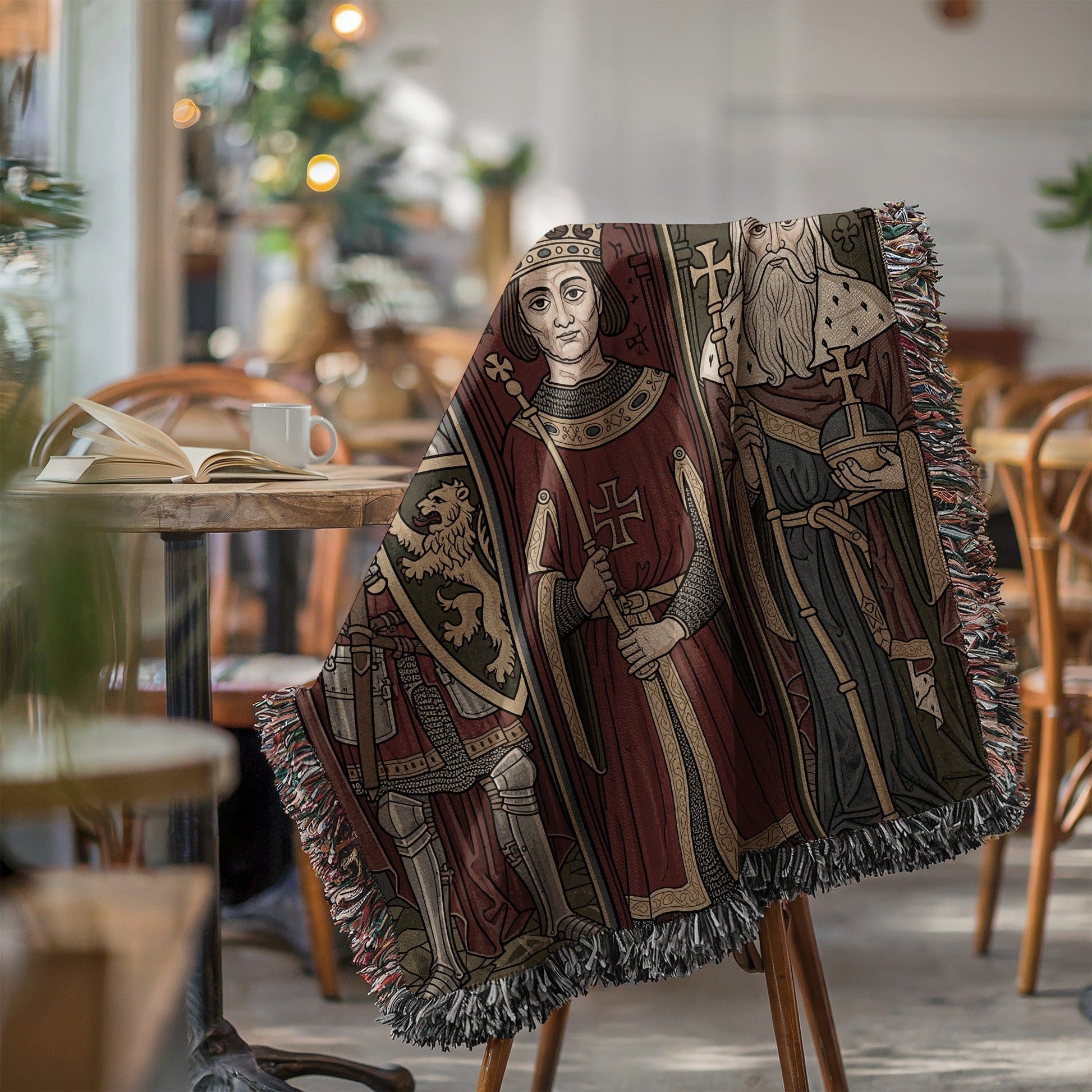 Medieval Knight and King Art Woven Throw Blanket