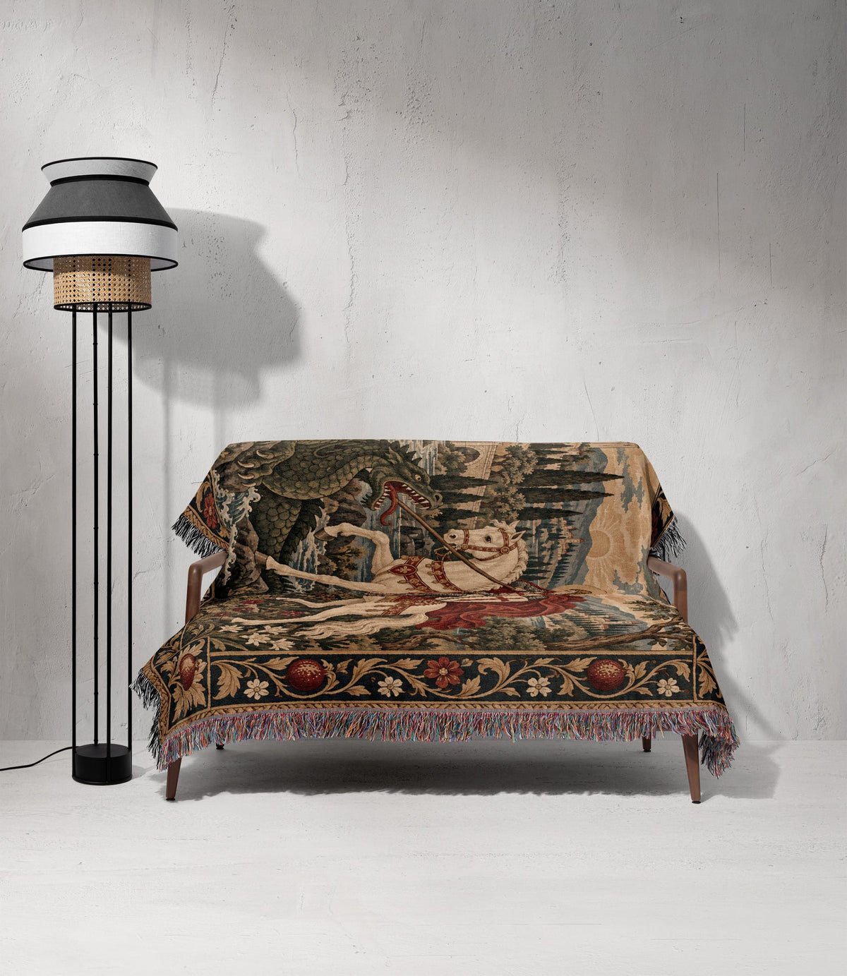 CalmNestStyle Saint George Before the Walled Town jacquard woven blanket