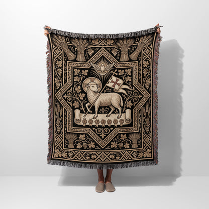 CalmNestStyle Divine Agnus Dei Ornate Woven Blanket jacquard woven blanket