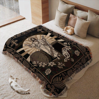 Resurrection of Jesus with Flowers Blanket