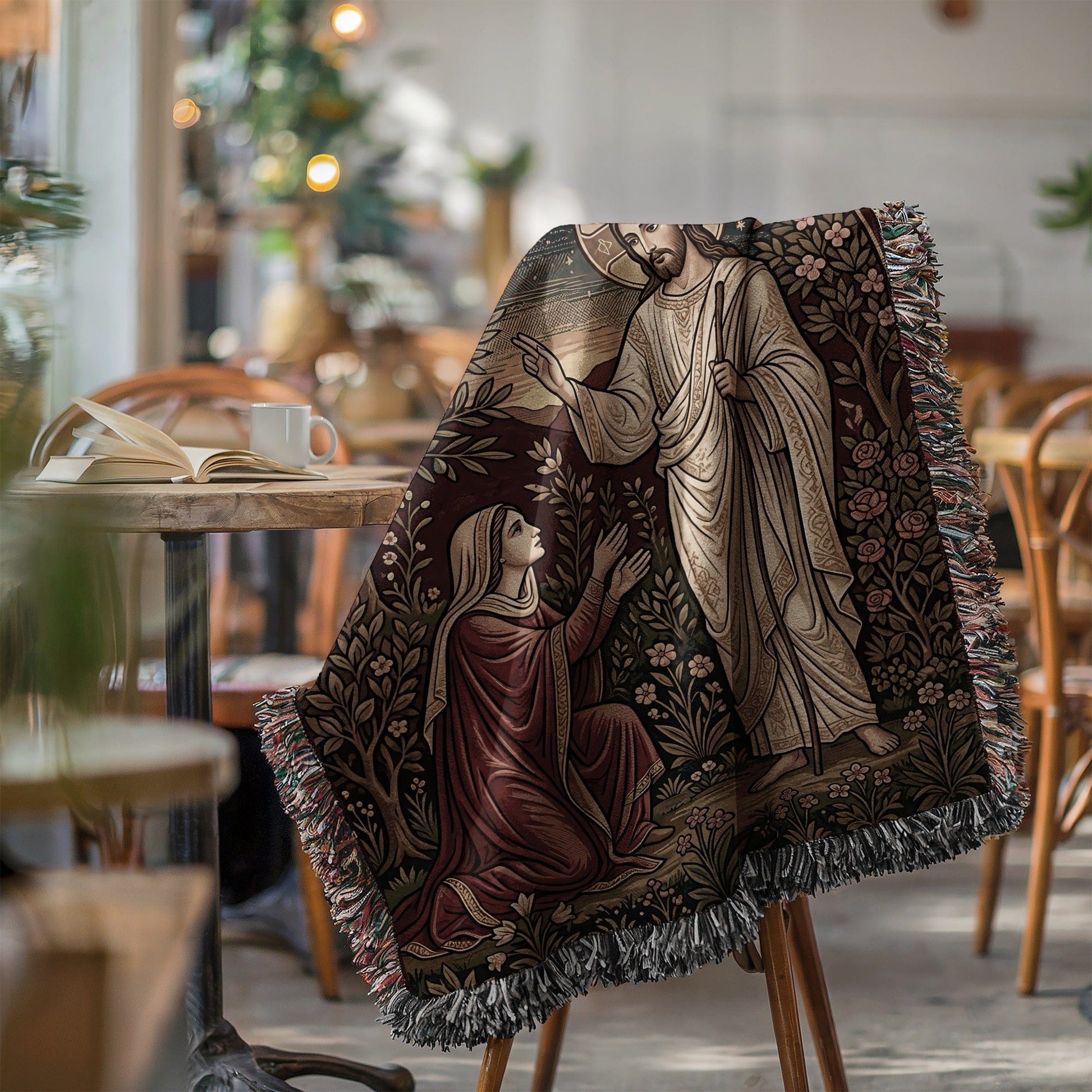Religious Scene with Jesus and Woman Blanket