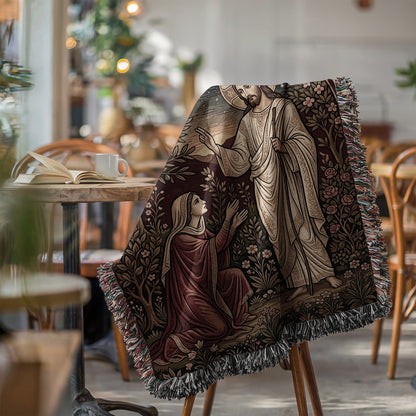 Religious Scene with Jesus and Woman Blanket