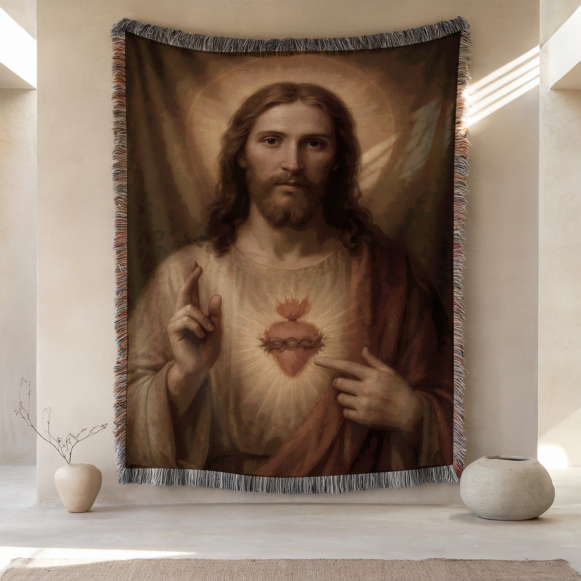 Sacred Heart of Jesus Tapestry Wall Hanging Decor