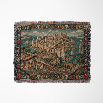 CalmNestStyle Harbor Fortress I Rose and Lily Border jacquard woven blanket