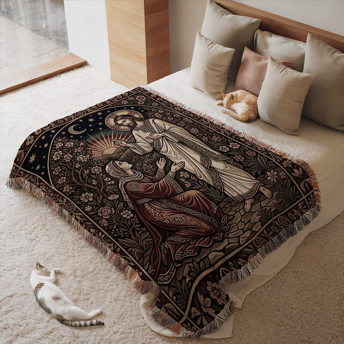 Detailed Religious Artwork Custom Woven Blanket Product