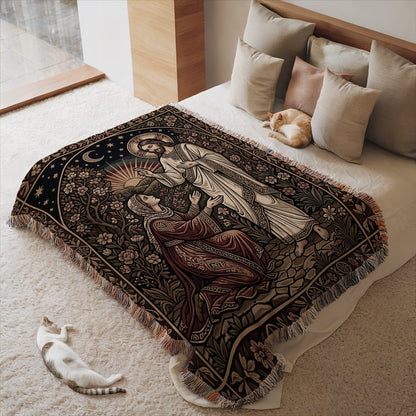 Detailed Religious Artwork Custom Woven Blanket Product