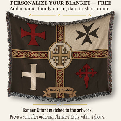 MyDesigns Ancient Orders I Charcoal jacquard woven blanket