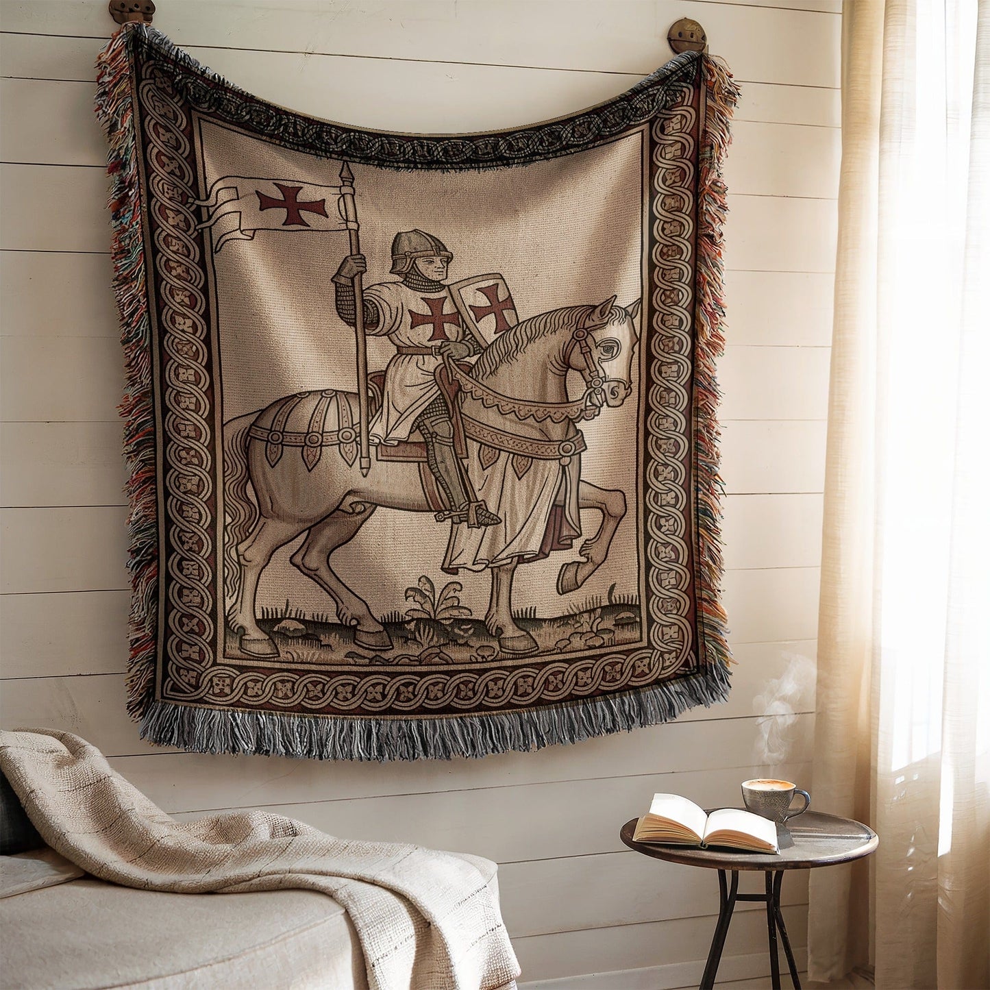Medieval Knight on Horseback Wall Tapestry Decor
