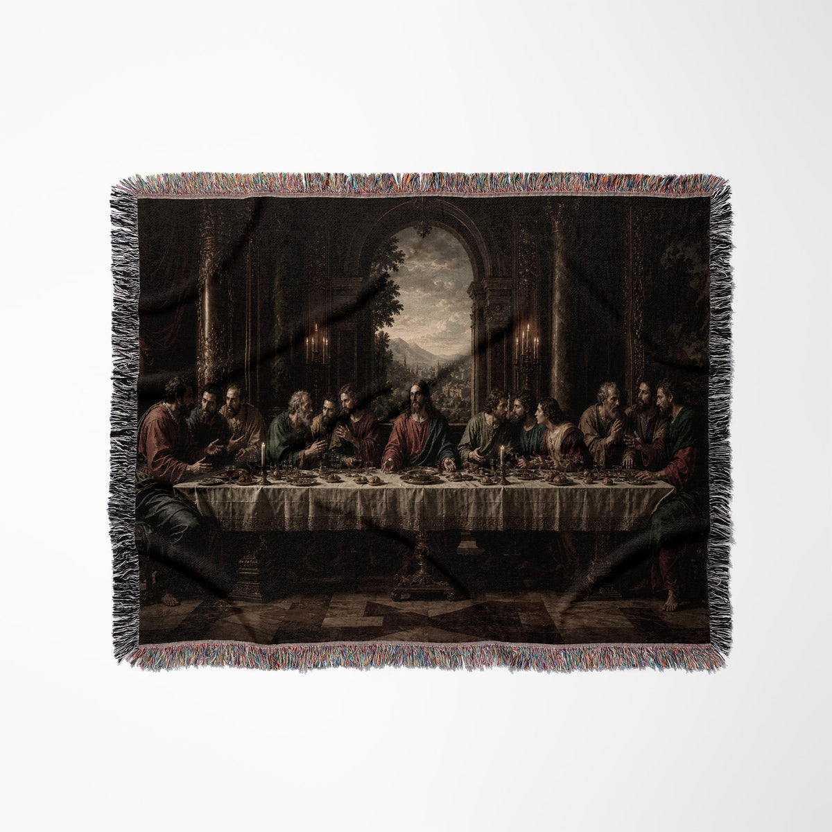 MyDesigns Jesus and Disciples Woven Wall Hanging – Dark Renaissance Hall, Cotton Throw jacquard woven blanket