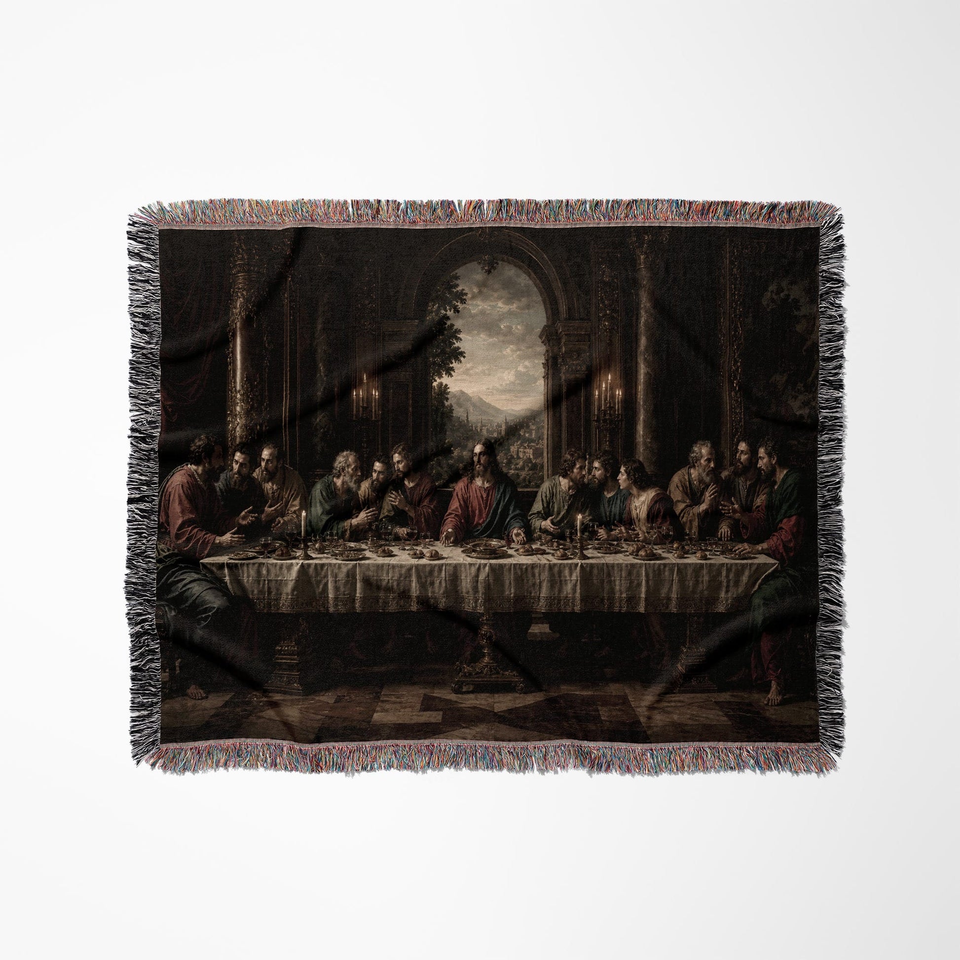 MyDesigns Jesus and Disciples Woven Wall Hanging – Dark Renaissance Hall, Cotton Throw jacquard woven blanket