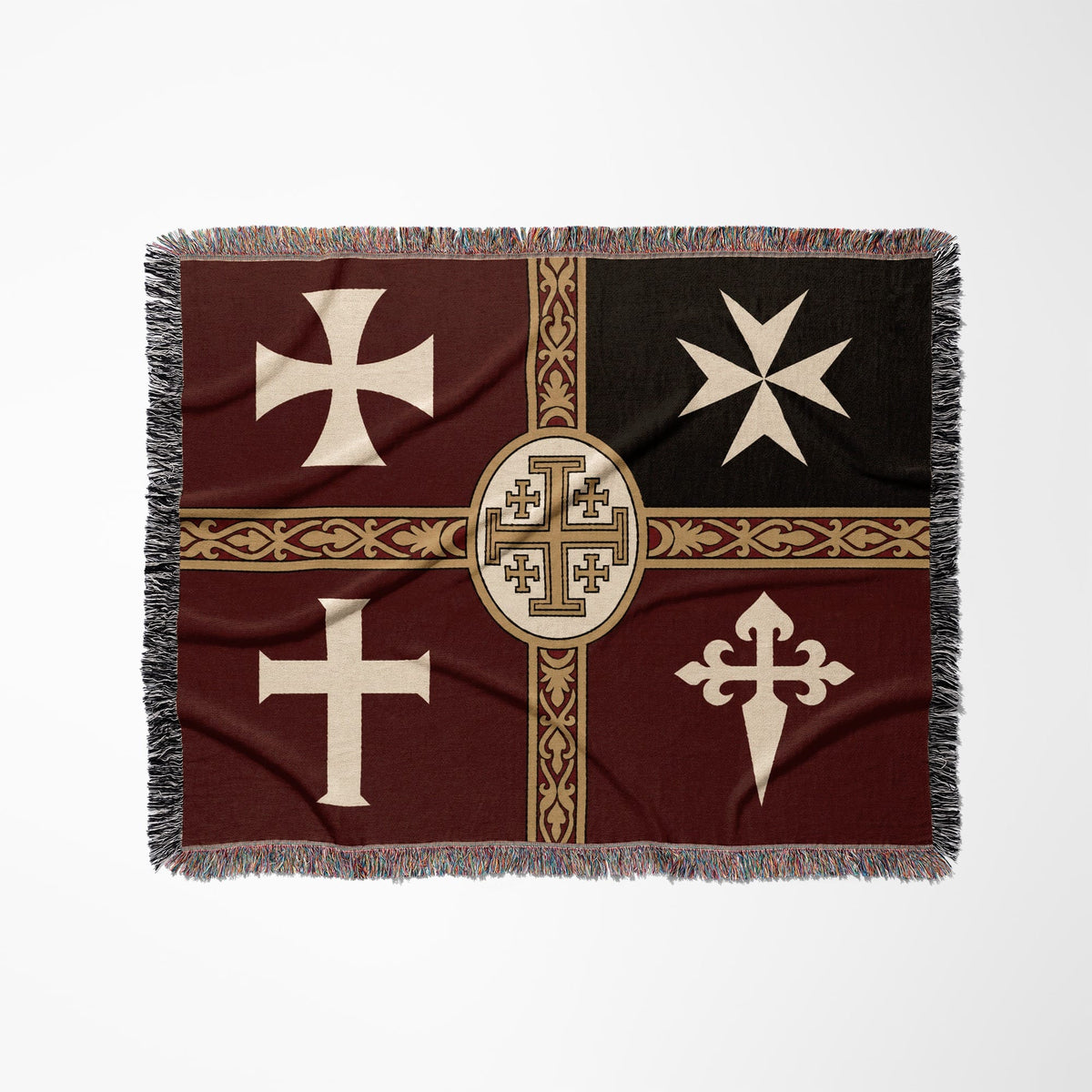 MyDesigns Ancient Orders I Burgundy jacquard woven blanket