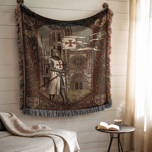 Medieval Knight and Cathedral Decorative Tapestry