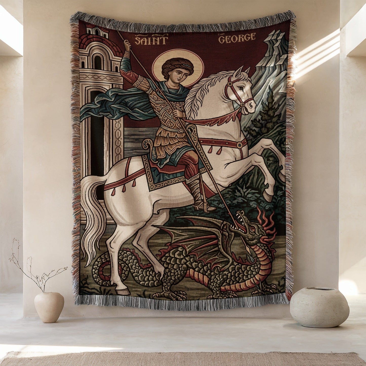 Woven Tapestry Featuring Saint George on Horseback