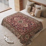 Intricate Floral Design in Pink Tones Persian Rug Woven Blanket