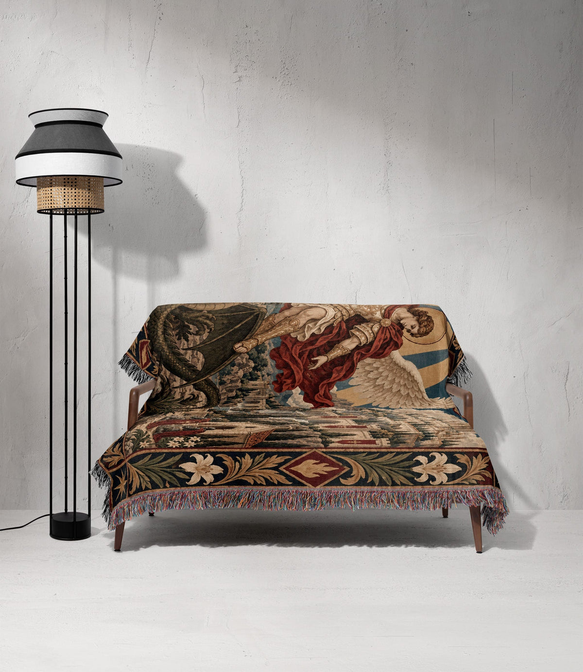 CalmNestStyle Saint Michael Defeats the Dragon jacquard woven blanket