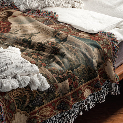 CalmNestStyle Sacred Heart of Jesus in the Heavenly Garden jacquard woven blanket
