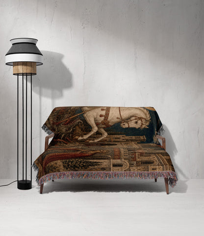 CalmNestStyle Saint George Icon With the Princess jacquard woven blanket