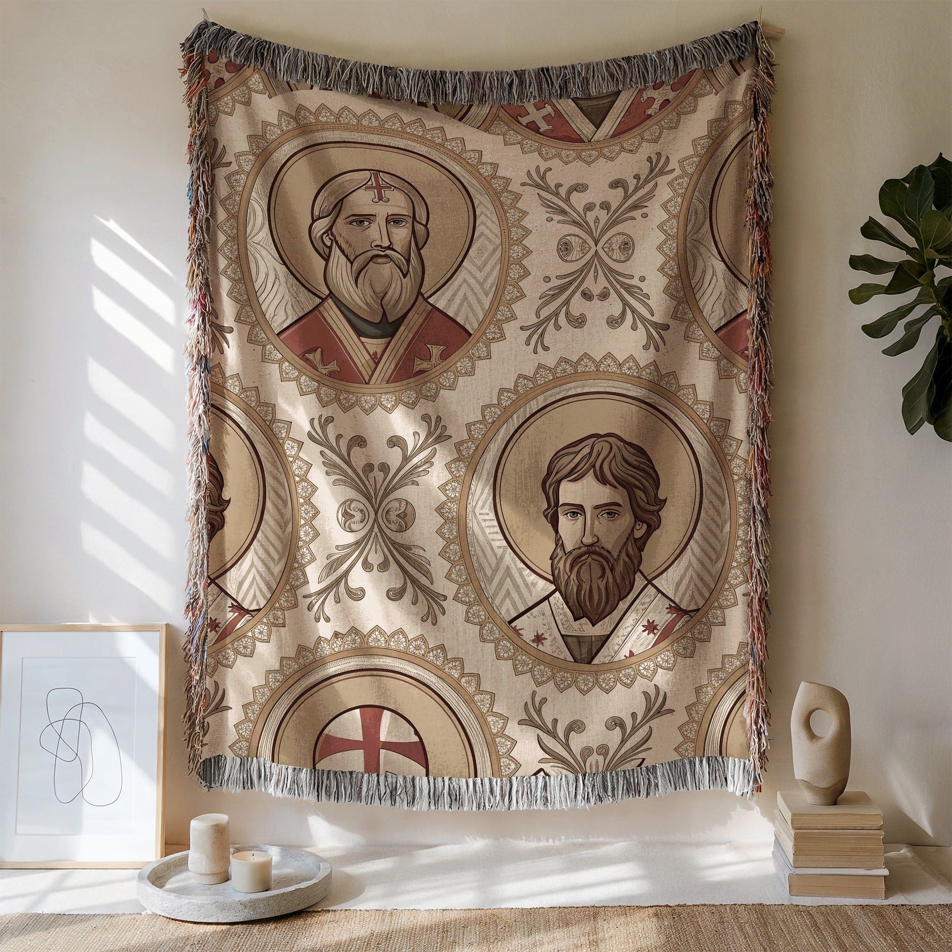 Religious Iconography and Saints Themed Tapestry