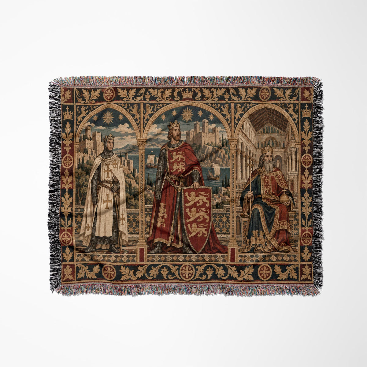 CalmNestStyle Three Kings of Christendom jacquard woven blanket