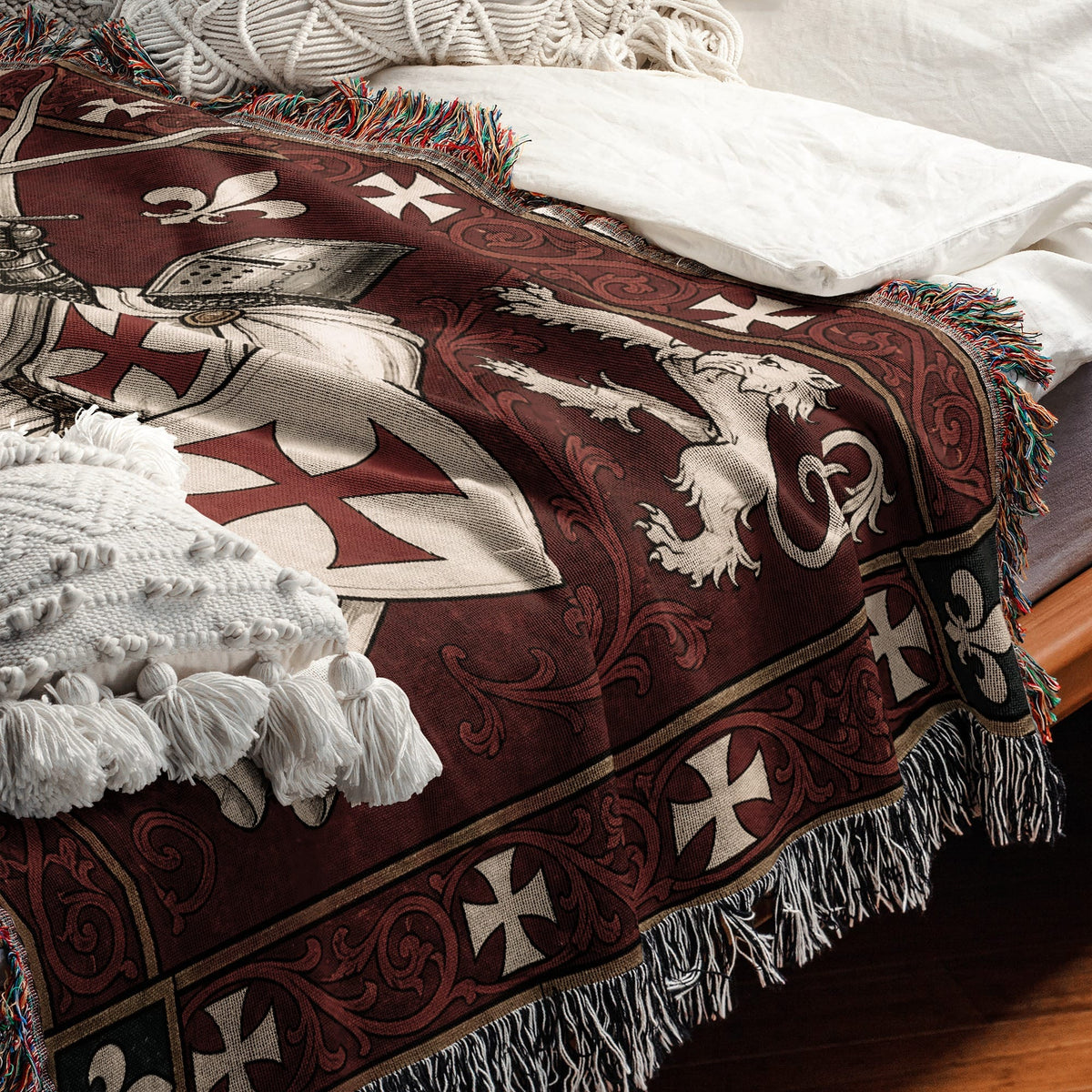 MyDesigns Medieval Wall Hanging – Templar Knight Duel Woven Blanket jacquard woven blanket