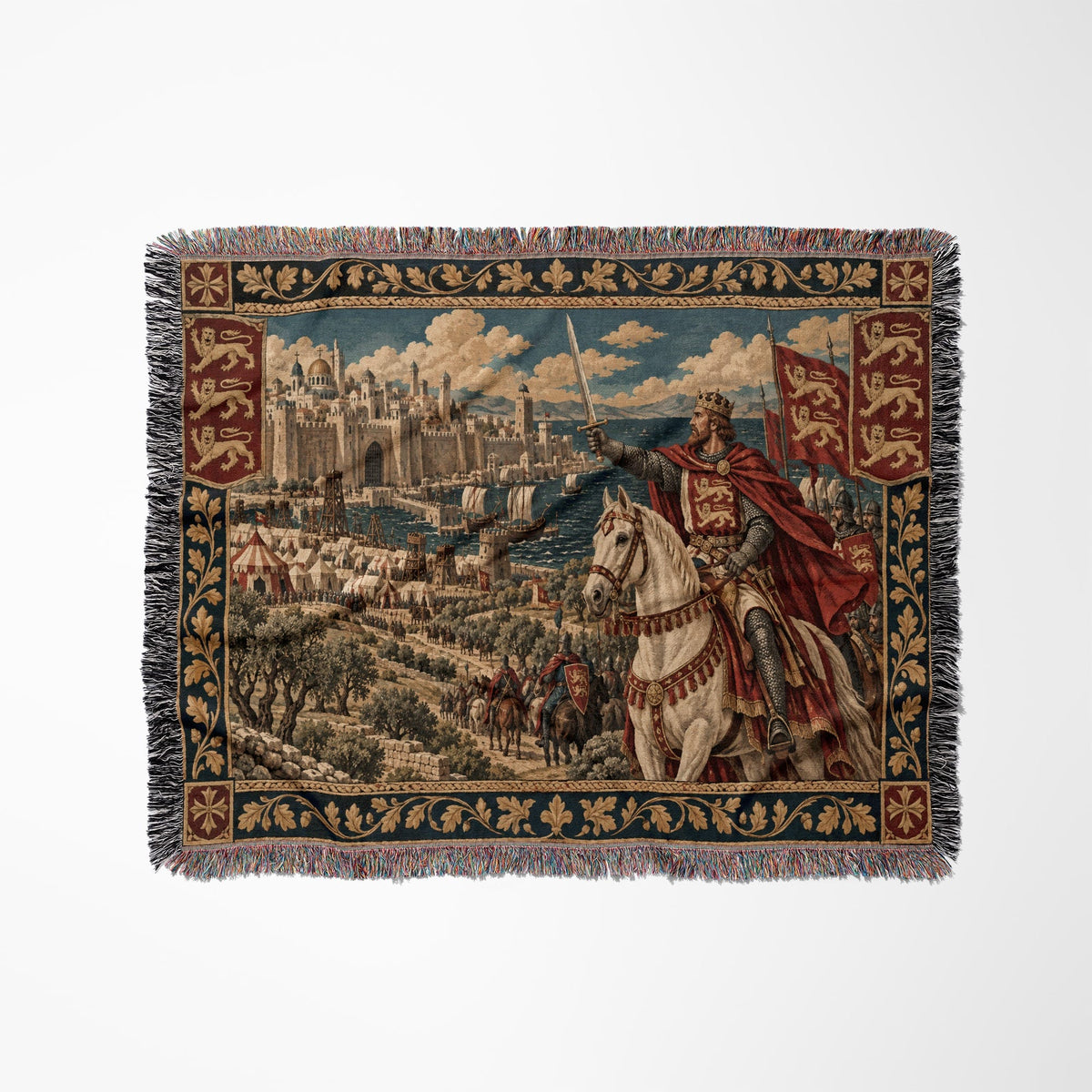 CalmNestStyle Richard the Lionheart on Horseback jacquard woven blanket