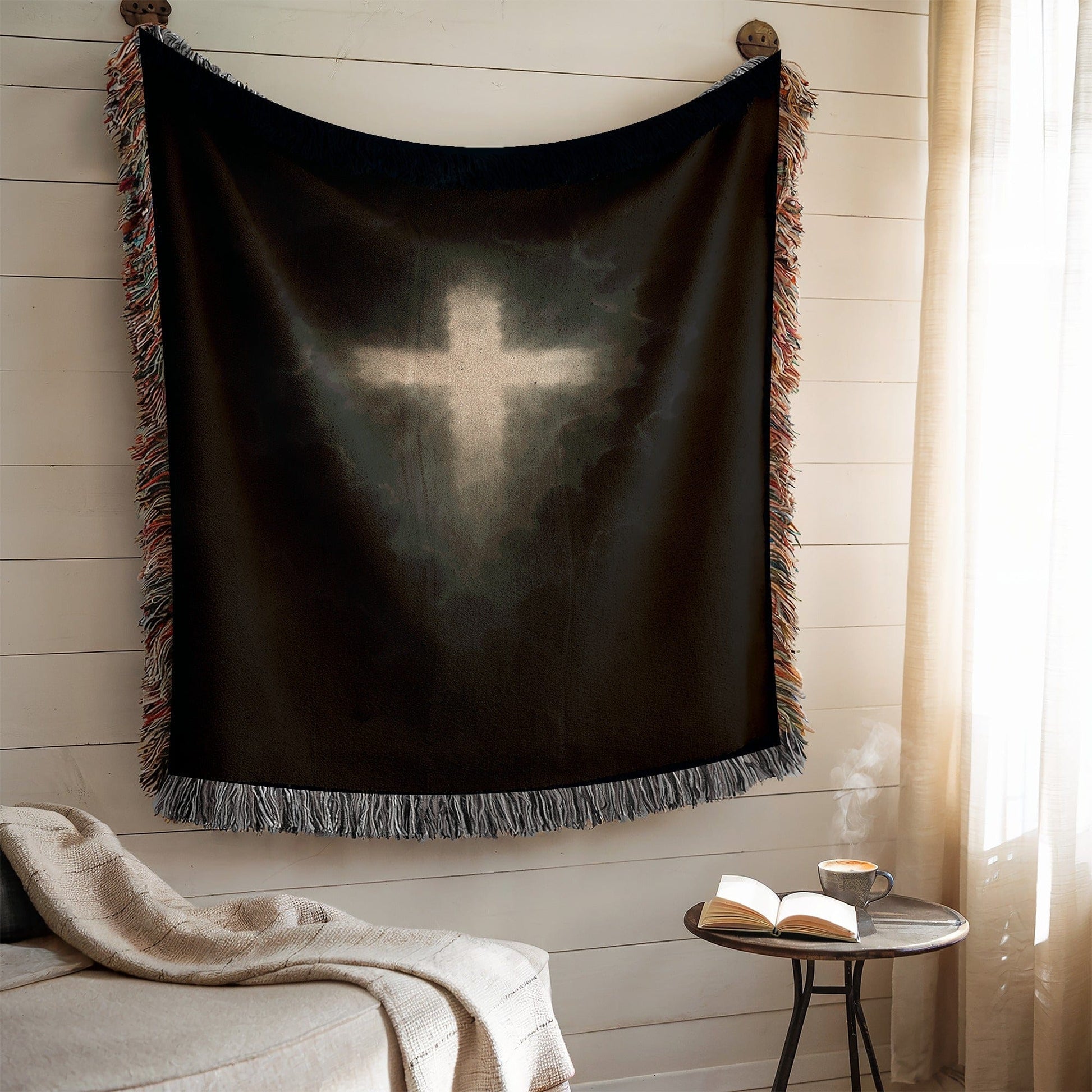 Illuminated Cross Patterned Blanket for Home Decor