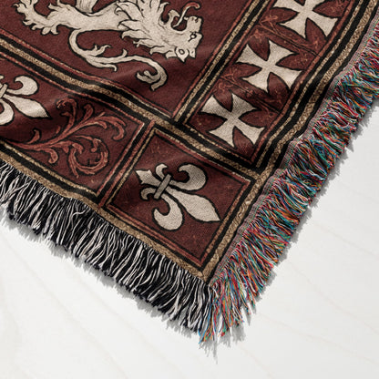 MyDesigns Medieval Blanket – Two Templar Knights Crossing Swords Woven Throw jacquard woven blanket