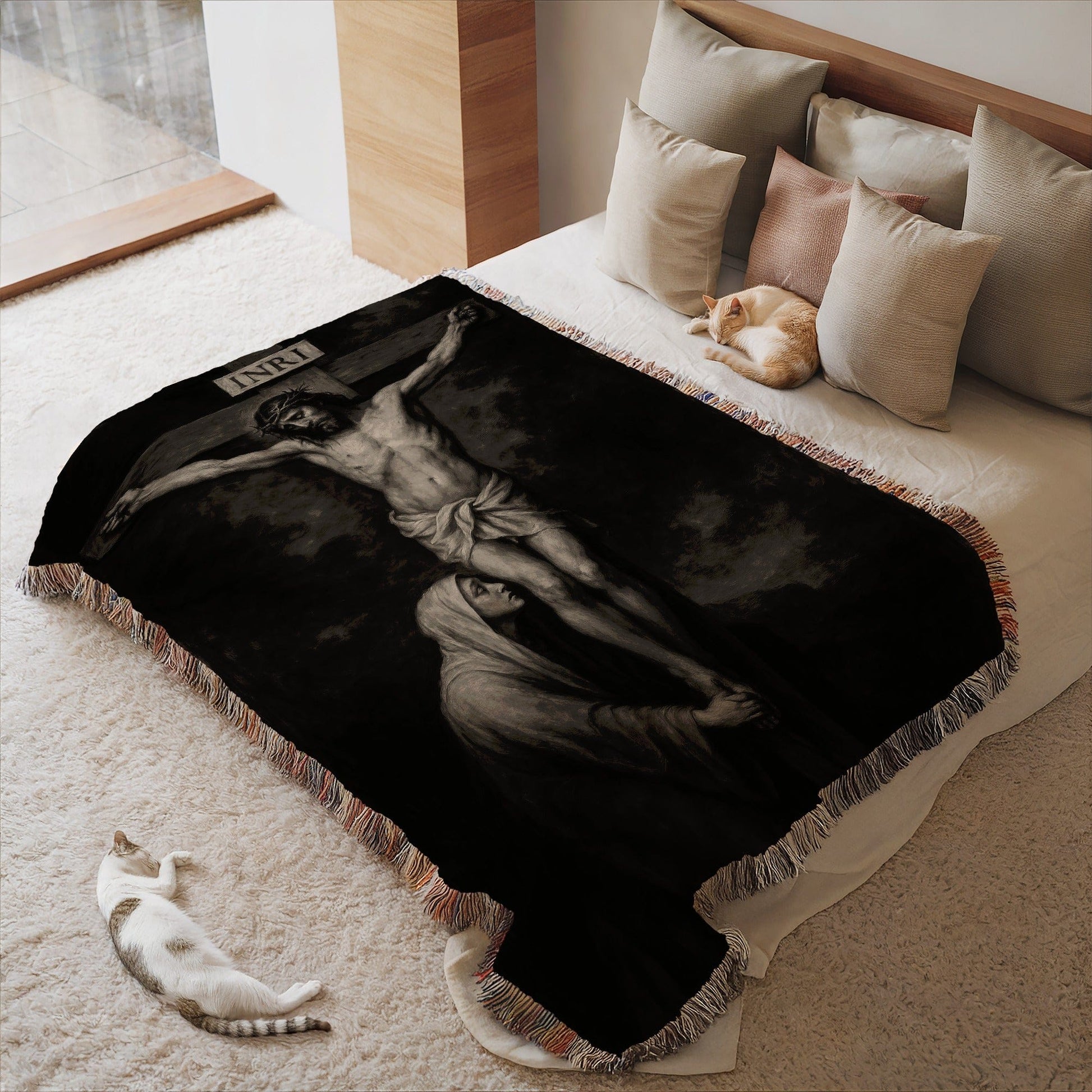 Crucifixion Scene Religious Art Throw Blanket