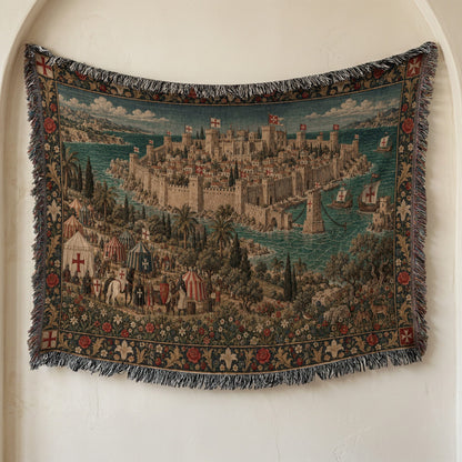 CalmNestStyle Harbor Fortress I Crusader Camp by the Sea jacquard woven blanket