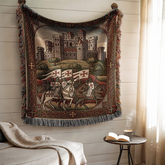 Medieval Castle and Knights Tapestry Wall Hanging