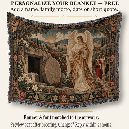 CalmNestStyle Resurrection Morning at the Empty Tomb jacquard woven blanket