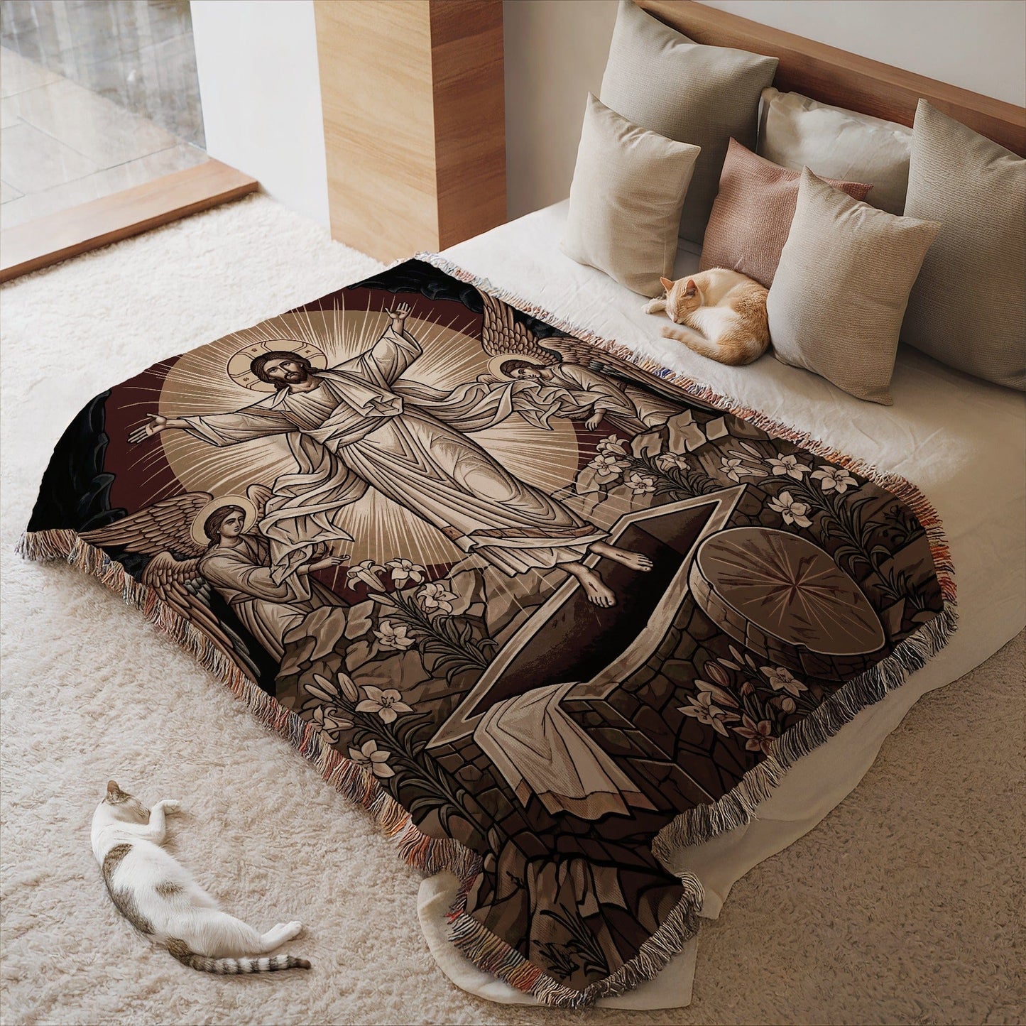 Resurrection of Jesus Christ Patterned Blanket