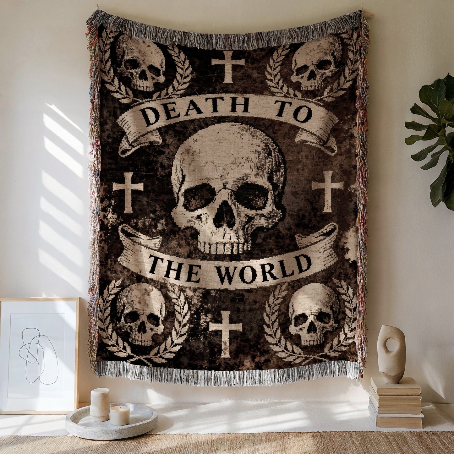 Death To The World Skull Skeleton Blanket