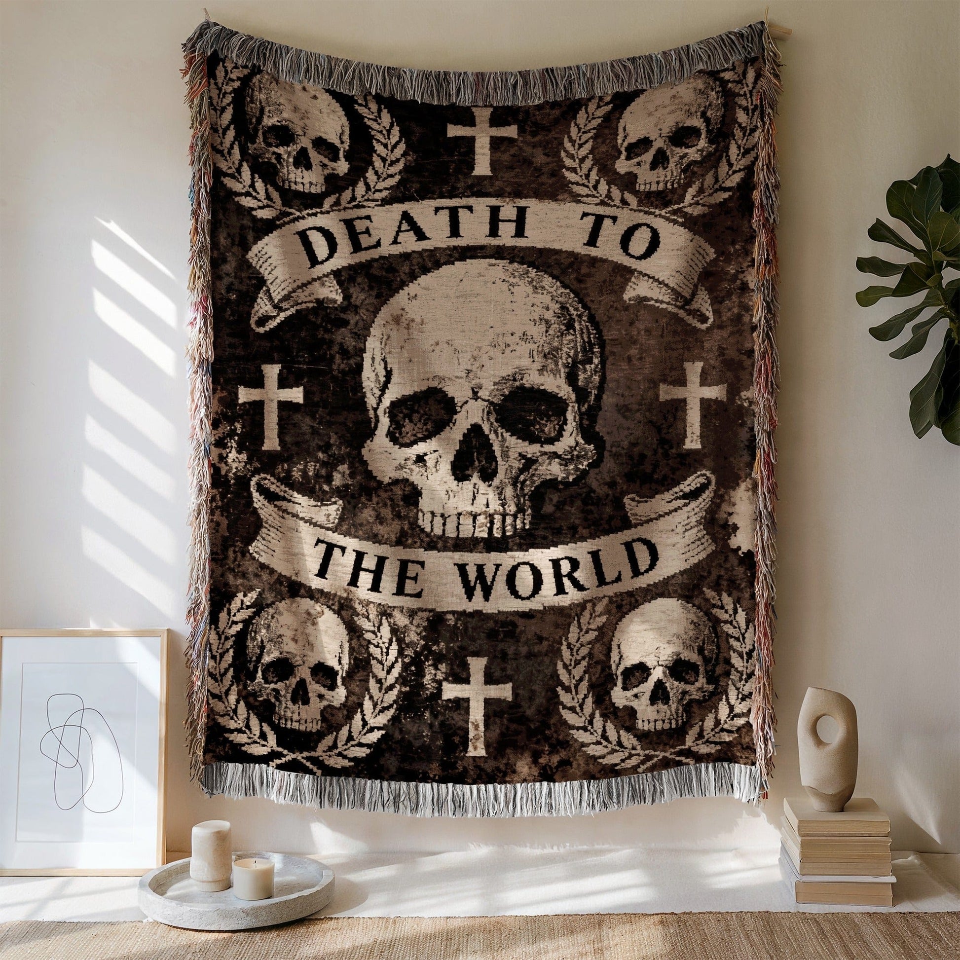 Death To The World Skull Skeleton Blanket
