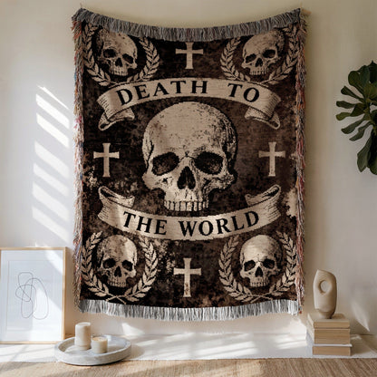 Death To The World Skull Skeleton Blanket