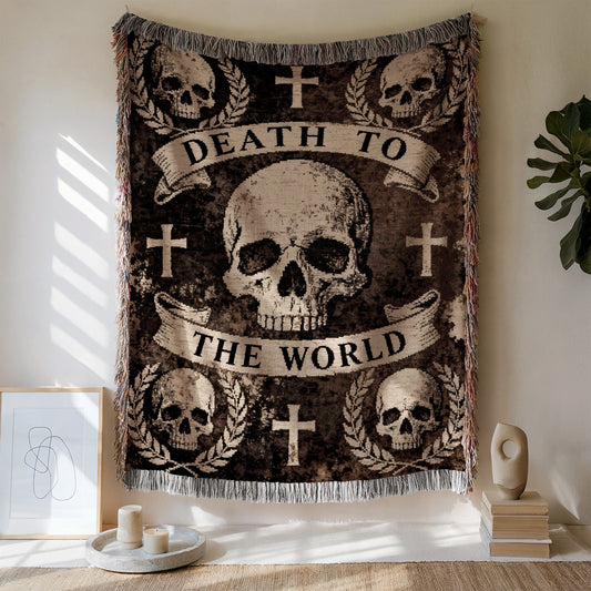 Death To The World Skull Skeleton Blanket