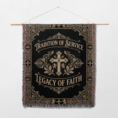 CalmNestStyle Tradition of Service Legacy of Faith Cross Woven Blanket jacquard woven blanket