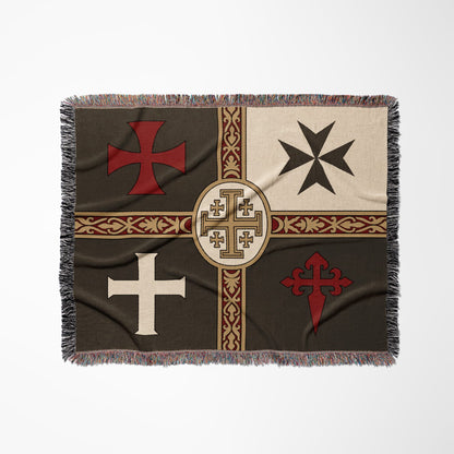 MyDesigns Ancient Orders I Charcoal jacquard woven blanket