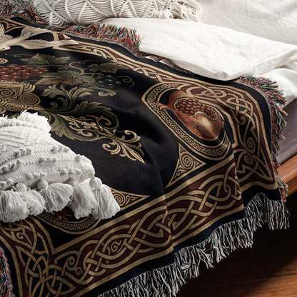 CalmNestStyle Cross with Vine and Celtic Knots jacquard woven blanket