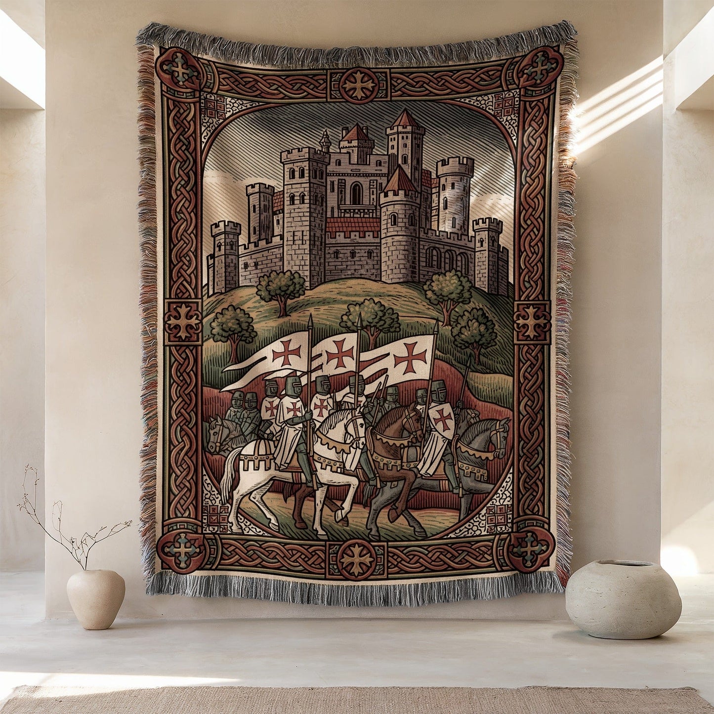 Medieval Knights and Castle Wall Hanging Tapestry