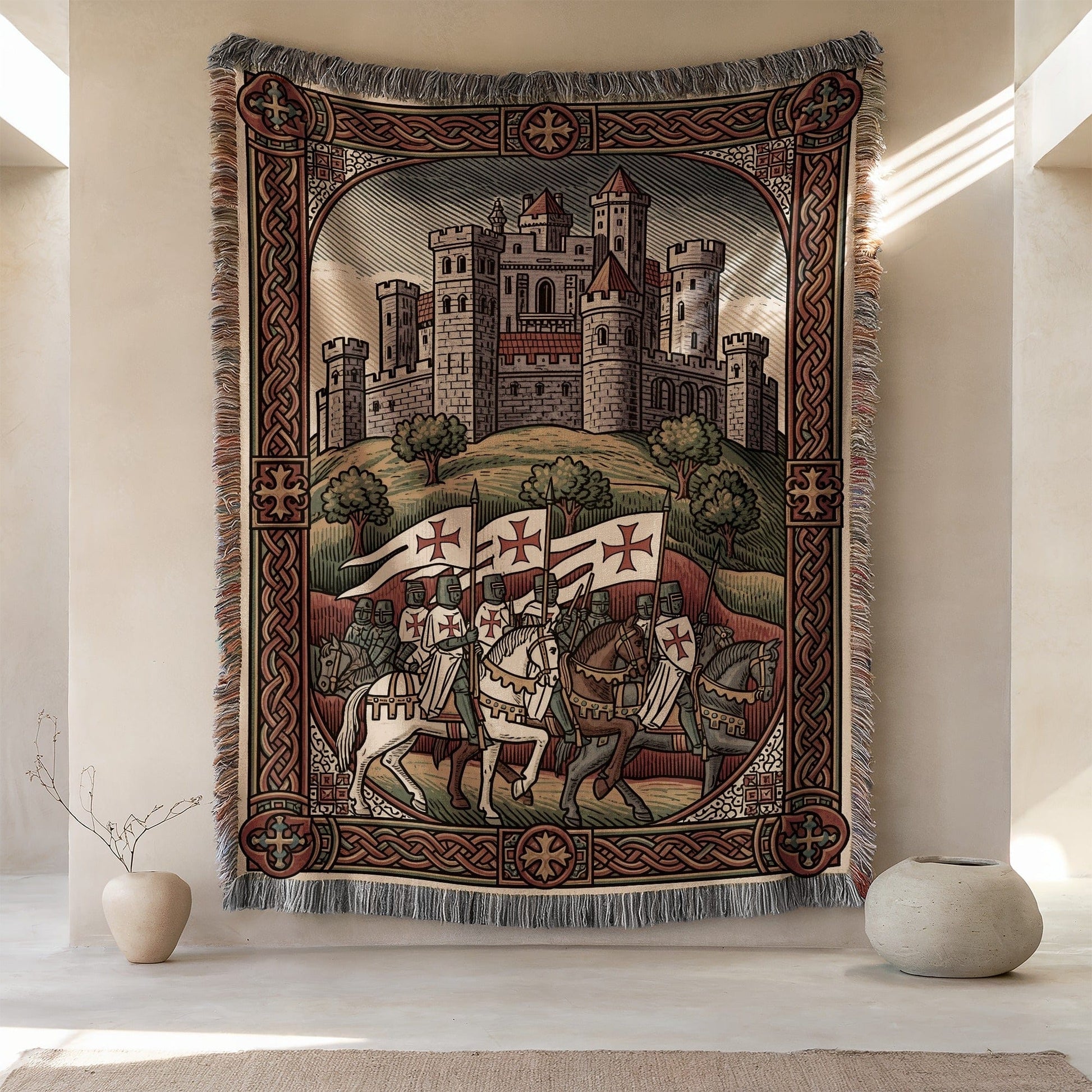 Medieval Knights and Castle Wall Hanging Tapestry
